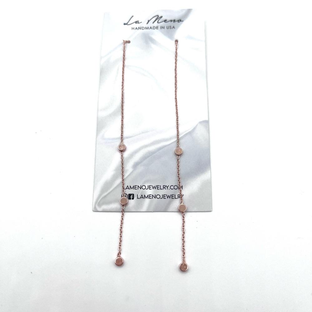 Rose Gold Dangle Earrings - Picture 2 of 4